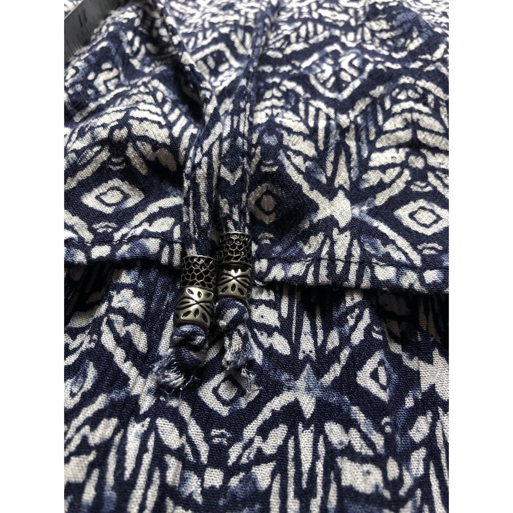 Faded Glory Dress XXL Blue White Knee Length Tiered Boho Spaghetti Straps Cruise - Picture 7 of 10